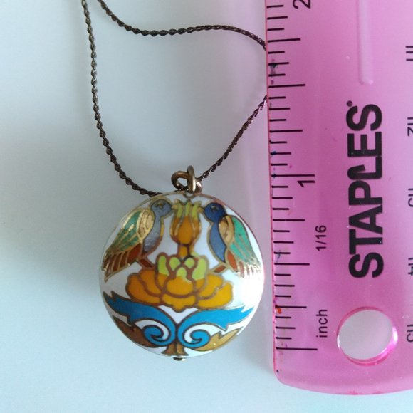 Vintage Enamel Birds Necklace - Picture 2 of 3